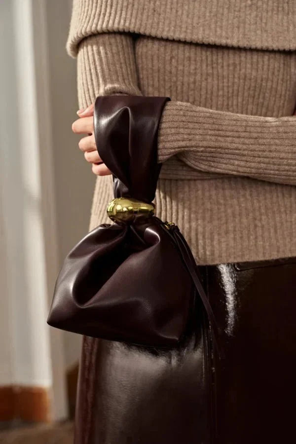 Astrae Bucket Bag - PU Leather Minimalist Wrist Carry