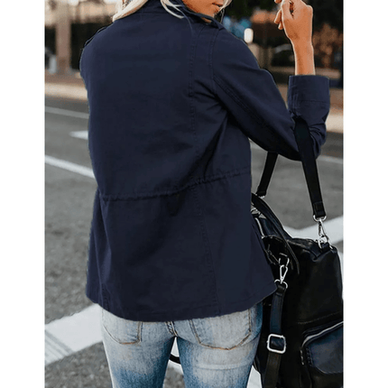 Women’s Utility Jacket with Flap Pockets and Elastic Waist
