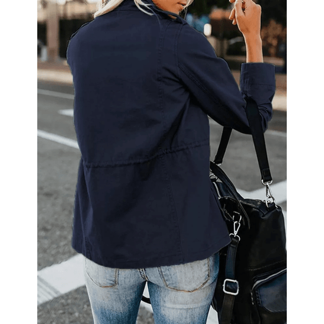 Women’s Utility Jacket with Flap Pockets and Elastic Waist