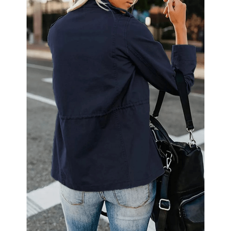 Women’s Utility Jacket with Flap Pockets and Elastic Waist-HighTouch