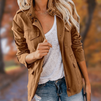 Women’s Utility Jacket with Flap Pockets and Elastic Waist-HighTouch