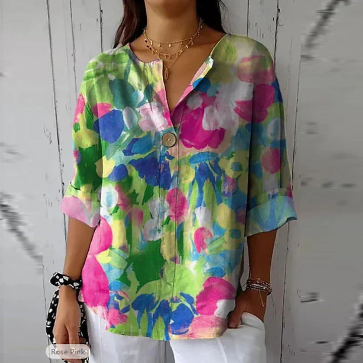 Indie | Polyster linen blouse-HighTouch