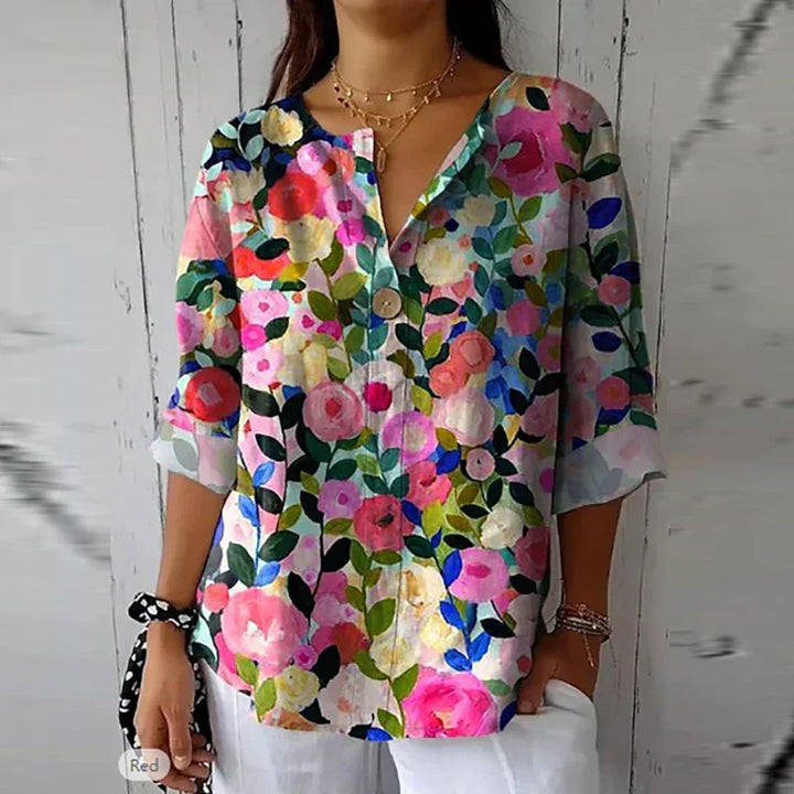 Indie | Polyster linen blouse-HighTouch