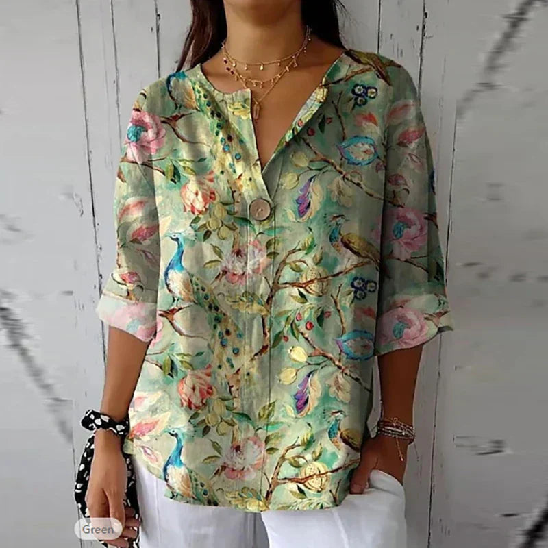 Indie | Polyster linen blouse-HighTouch