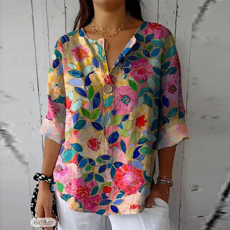 Indie | Polyster linen blouse-HighTouch