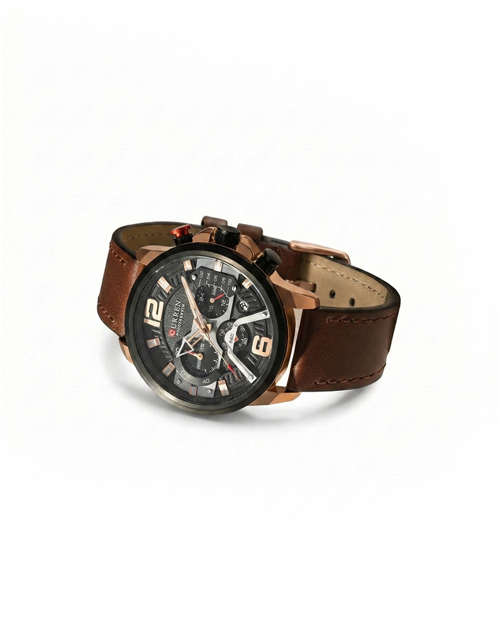 Men's Wood & Steel Chronograph Watch | Luxury Quartz Wristwatch