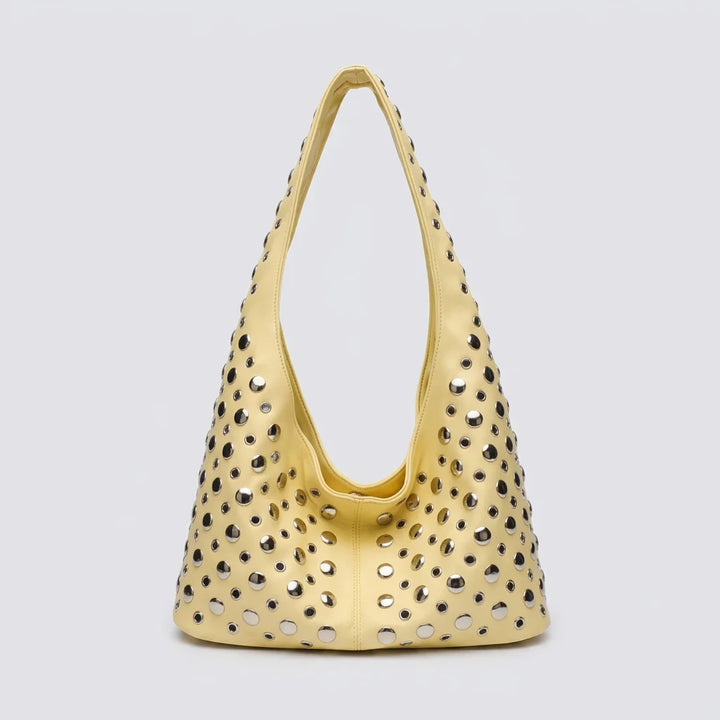 Vivian Hobo Bag - PU Leather Rivet Detailed Shoulder Bag