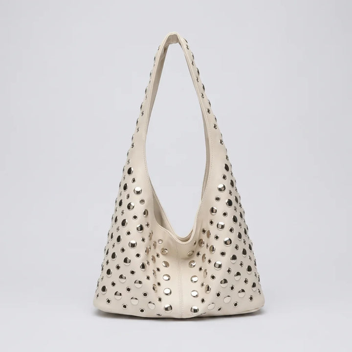 Vivian Hobo Bag - PU Leather Rivet Detailed Shoulder Bag