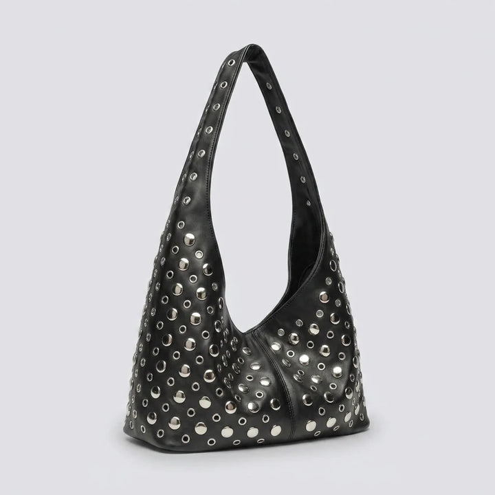 Vivian Hobo Bag - PU Leather Rivet Detailed Shoulder Bag