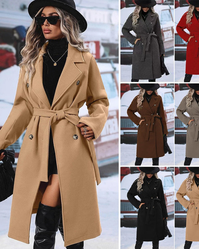 Elegant Helsinki Double-Breasted Coat – Women’s Tailored Outerwear