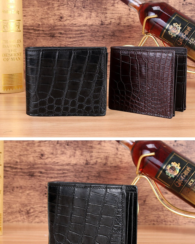 Hiram Beron Custom Name Crocodile Pattern Leather Wallet
