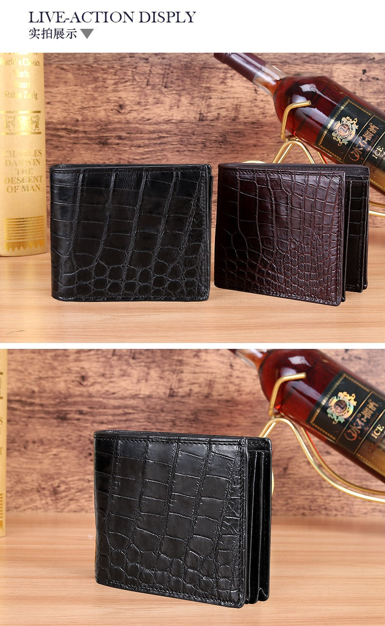 Hiram Beron Custom Name Crocodile Pattern Leather Wallet