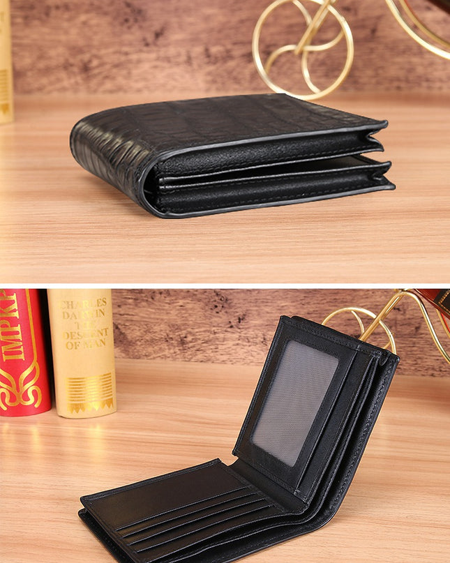 Hiram Beron Custom Name Crocodile Pattern Leather Wallet