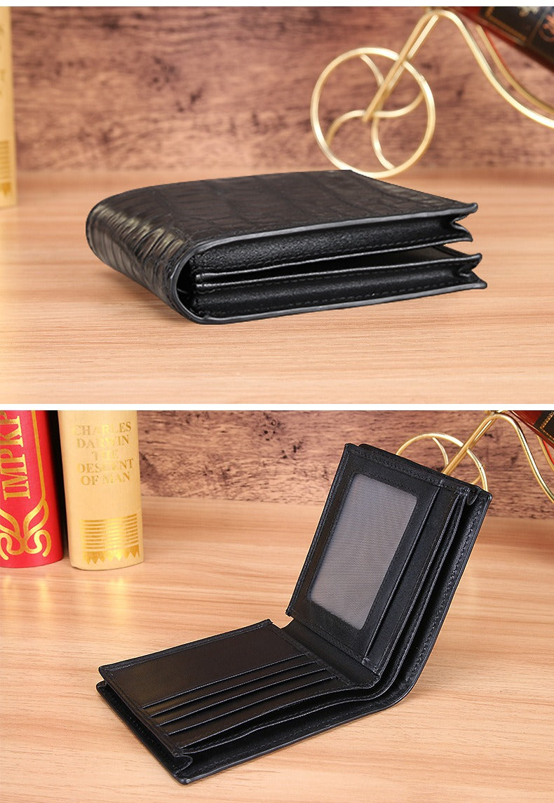 Hiram Beron Custom Name Crocodile Pattern Leather Wallet