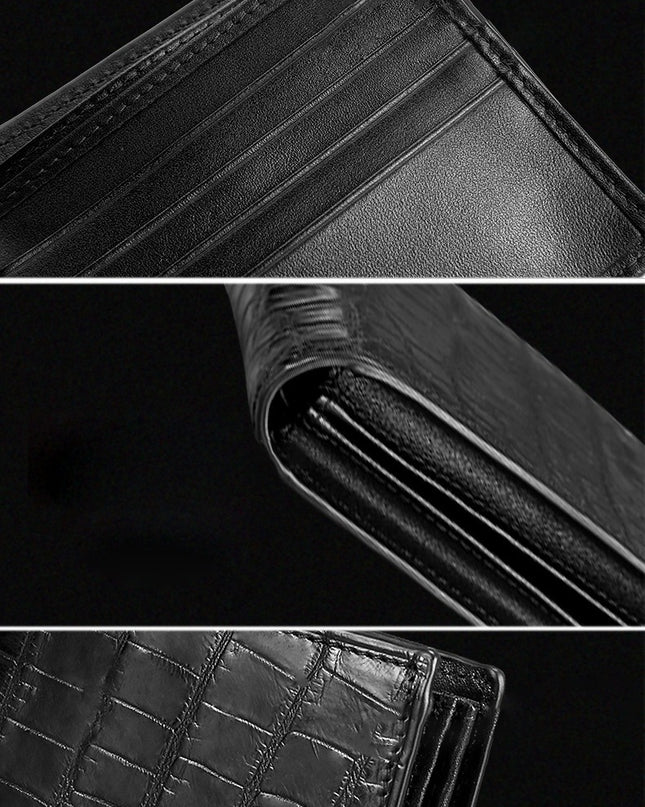 Hiram Beron Custom Name Crocodile Pattern Leather Wallet