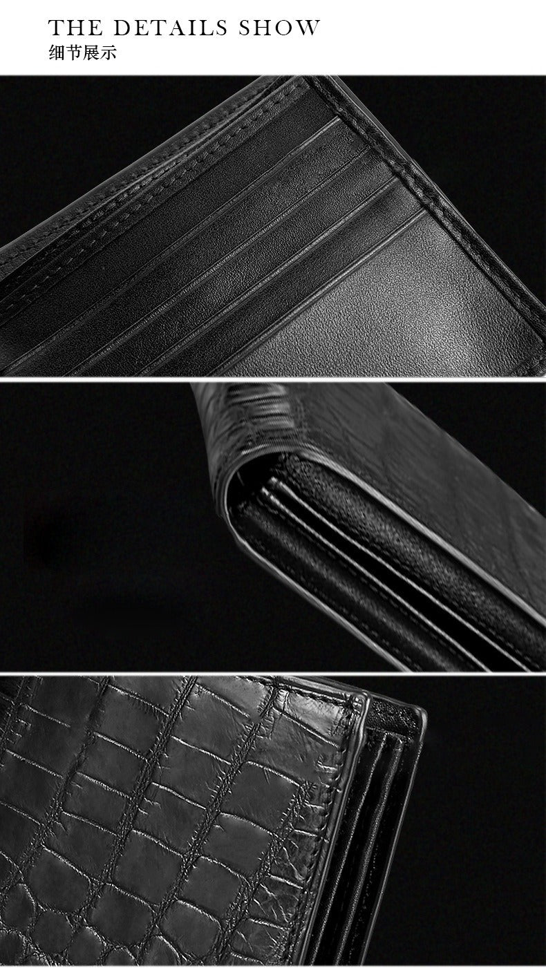 Hiram Beron Custom Name Crocodile Pattern Leather Wallet