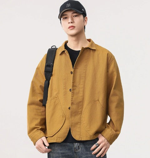 Multi-Pocket Cotton Workwear Jacket Men