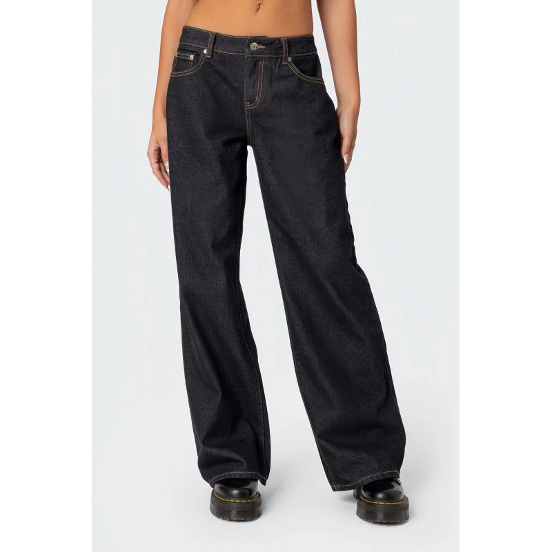 High Waisted White Stretch Straight Leg Jeans