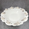 White Ceramic Fruit Bowl with Flower on Top/Bottom - HighTouch 