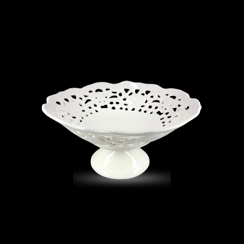 White Ceramic Bowl with Stand