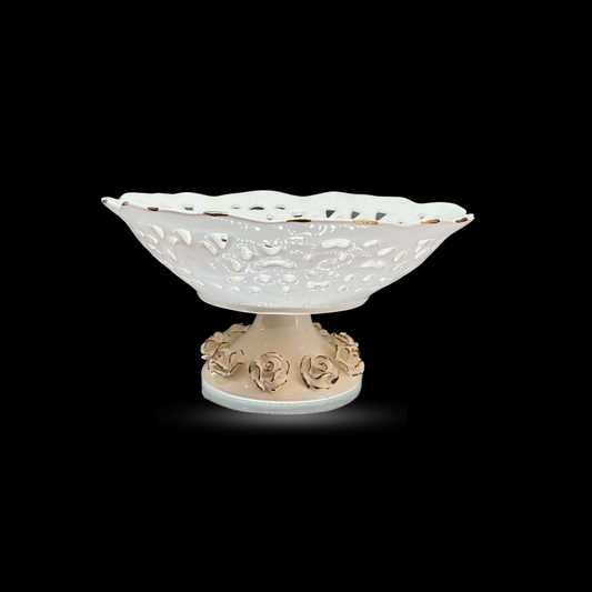 White Rose Pedestal Bowl