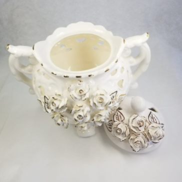 White Ceramic Lidded Candy Pot