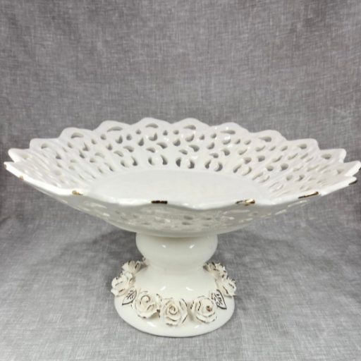 White Ceramic Flower Stand Fruit Bowl