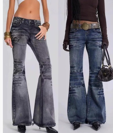 Y2K Vintage Flared Bootcut Jeans – Mid-Blue