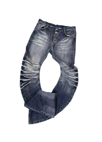 Y2K Vintage Flared Bootcut Jeans – Mid-Blue