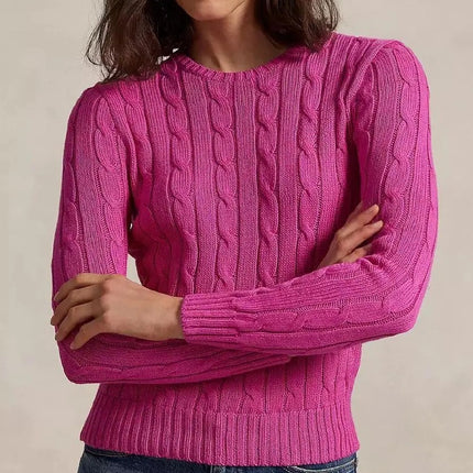 Women’s Cable-Knit Cotton Crewneck Sweater