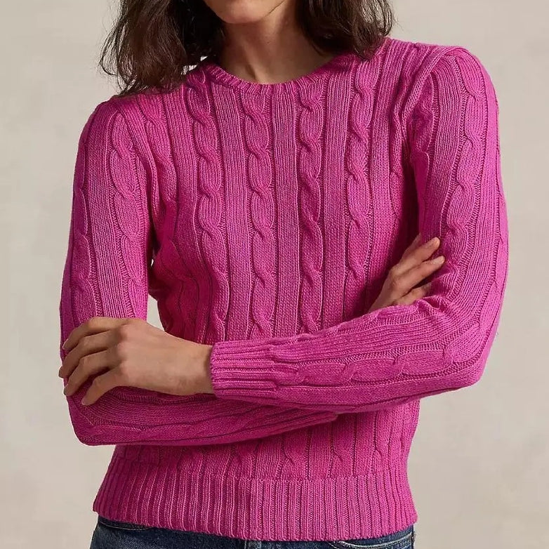 Women’s Cable-Knit Cotton Crewneck Sweater
