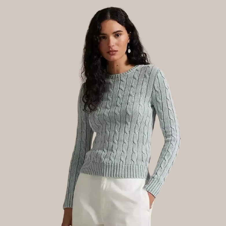 Women’s Cable-Knit Cotton Crewneck Sweater