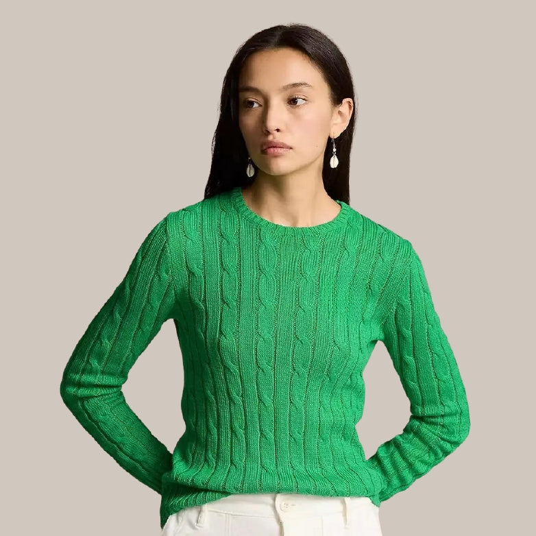 Women’s Cable-Knit Cotton Crewneck Sweater