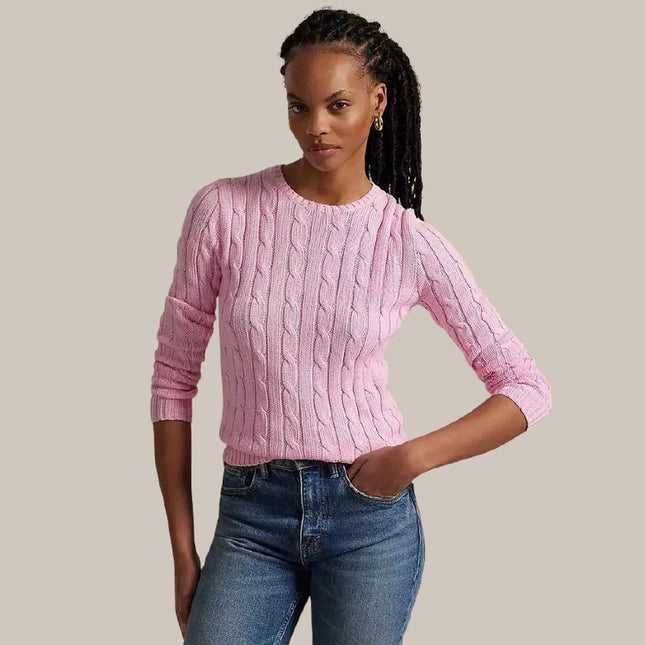 Women’s Cable-Knit Cotton Crewneck Sweater