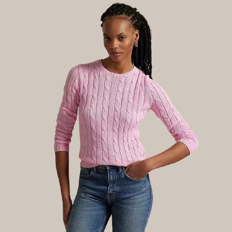 Women’s Cable-Knit Cotton Crewneck Sweater