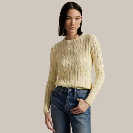 Women’s Cable-Knit Cotton Crewneck Sweater
