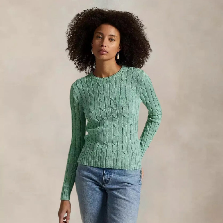 Women’s Cable-Knit Cotton Crewneck Sweater