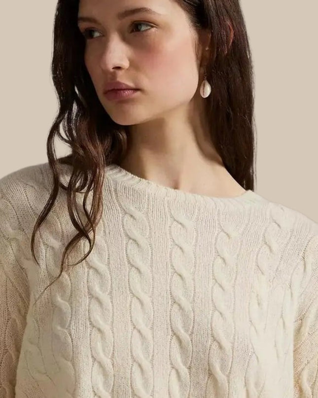 Women’s Cable Knit Wool-Cashmere Crewneck Sweater