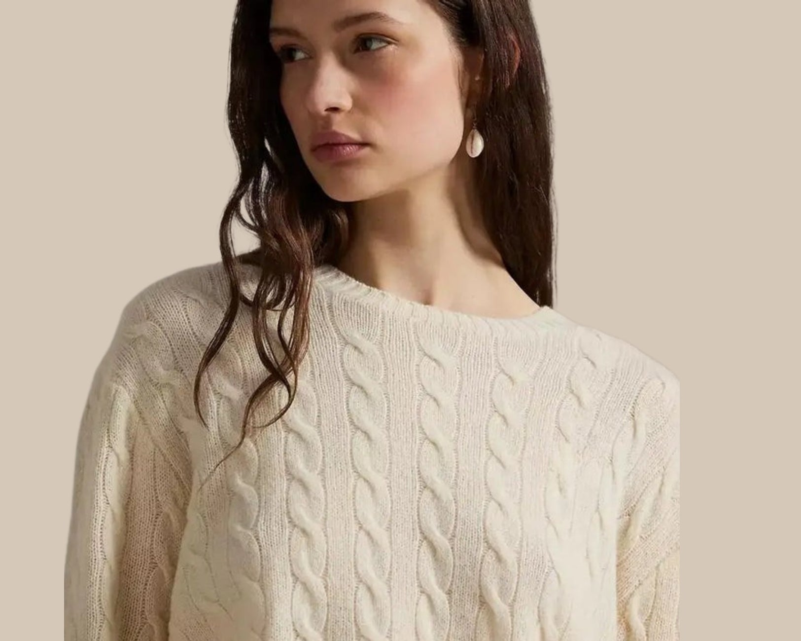 Women’s Cable Knit Wool  Crewneck Sweater