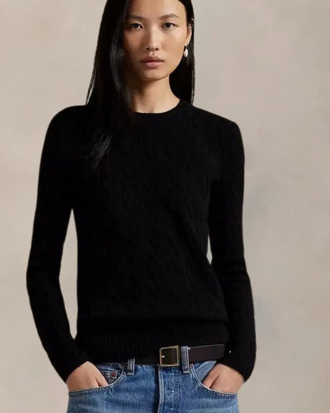 Women’s Cable Knit Wool-Cashmere Crewneck Sweater