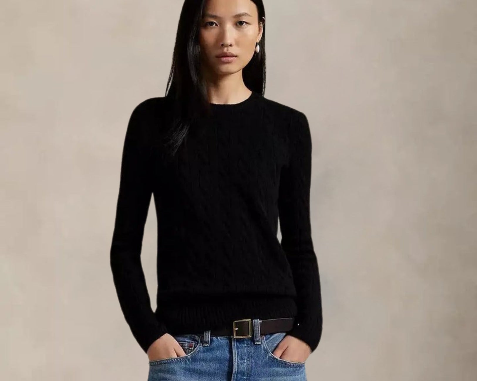 Women’s Cable Knit Wool  Crewneck Sweater