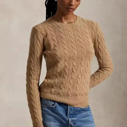 Women’s Cable Knit Wool  Crewneck Sweater