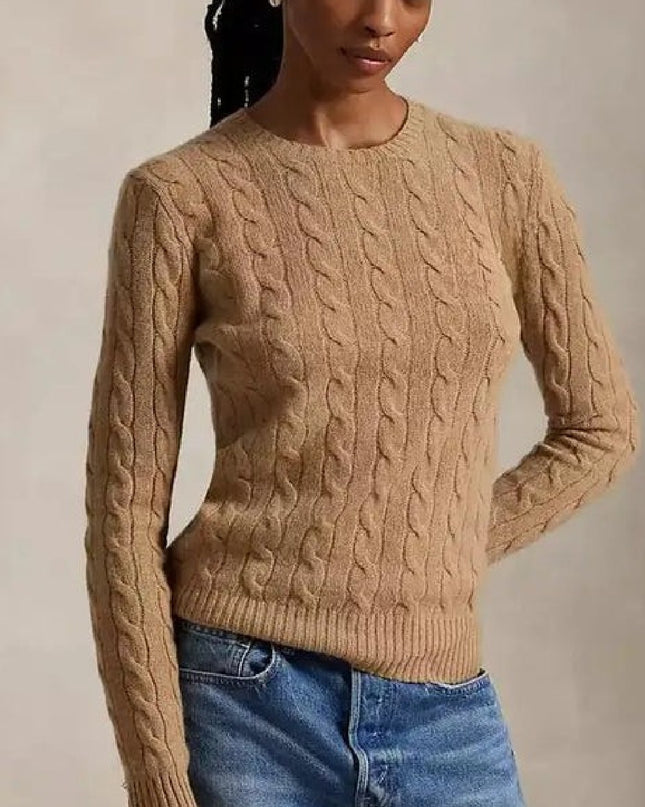 Women’s Cable Knit Wool-Cashmere Crewneck Sweater