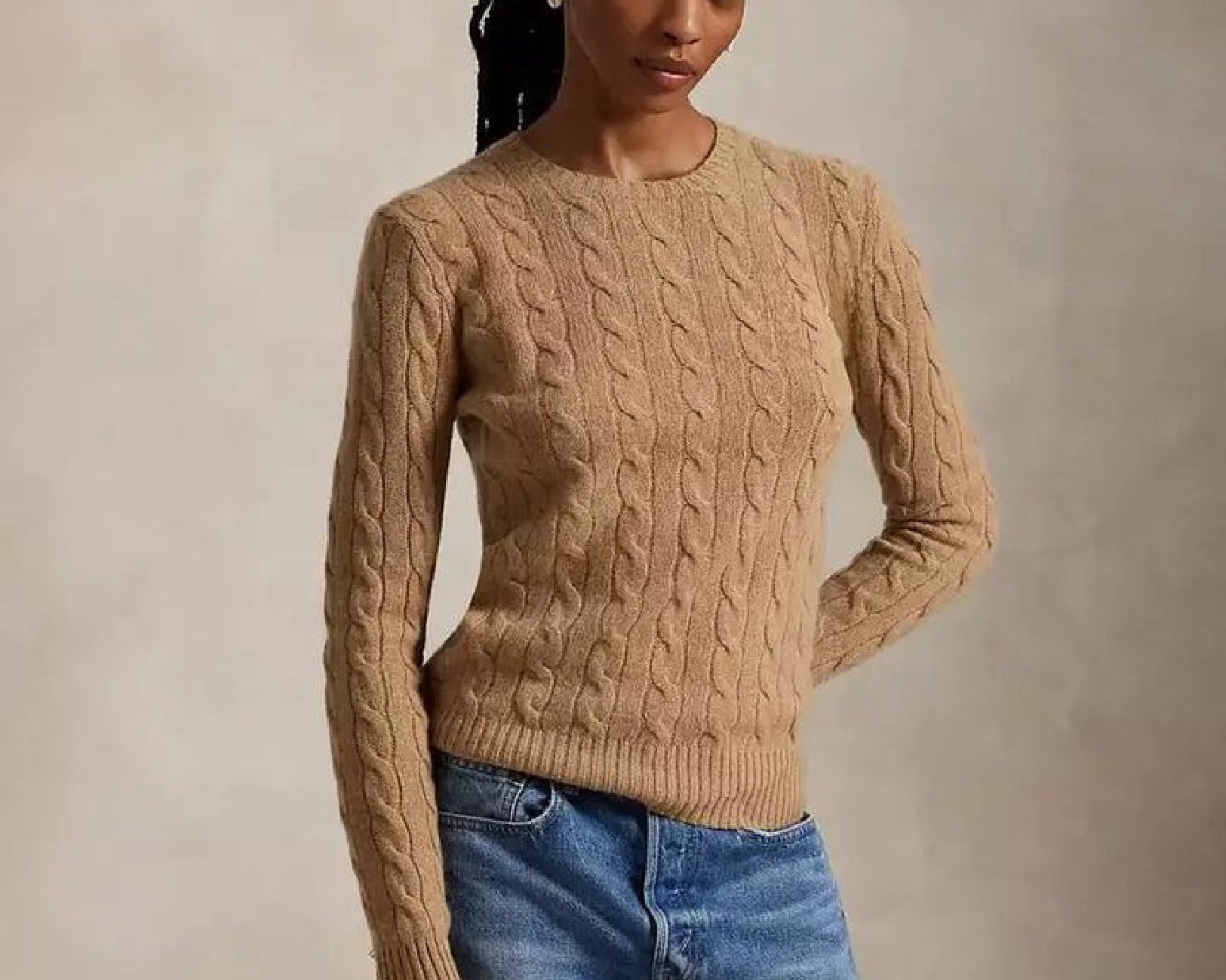 Women’s Cable Knit Wool  Crewneck Sweater