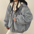 Women's Premium Fleece Lined Reversible Bomber Jacket Lightweight Winter