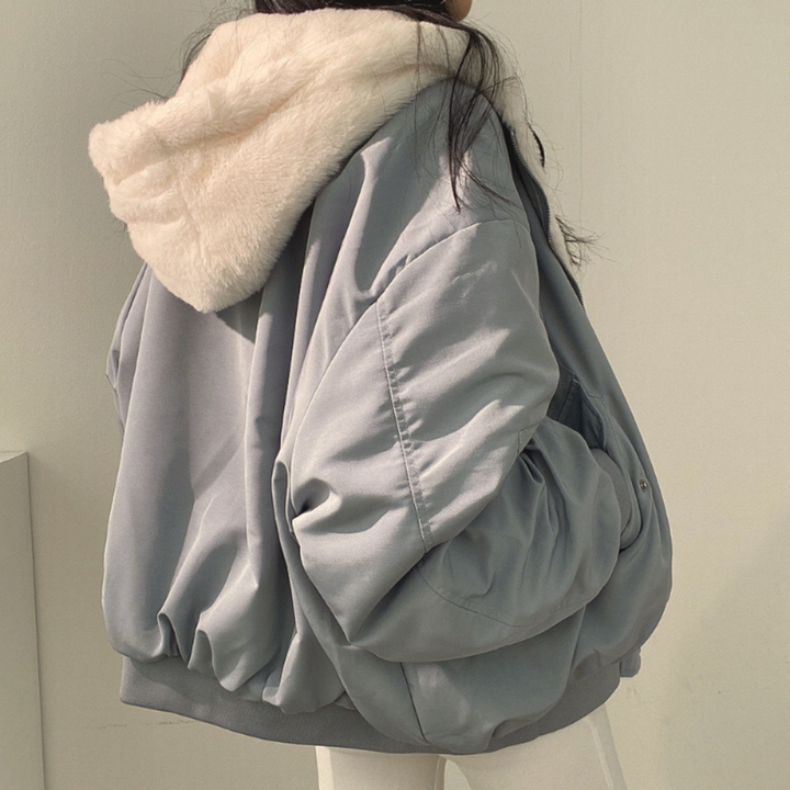 Women's Premium Fleece Lined Reversible Bomber Jacket Lightweight Winter
