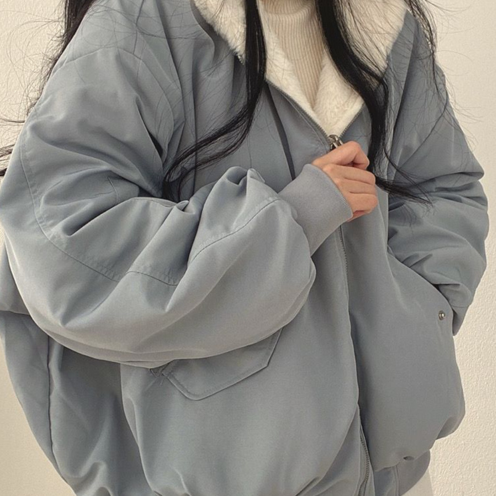 Women's Premium Fleece Lined Reversible Bomber Jacket Lightweight Winter