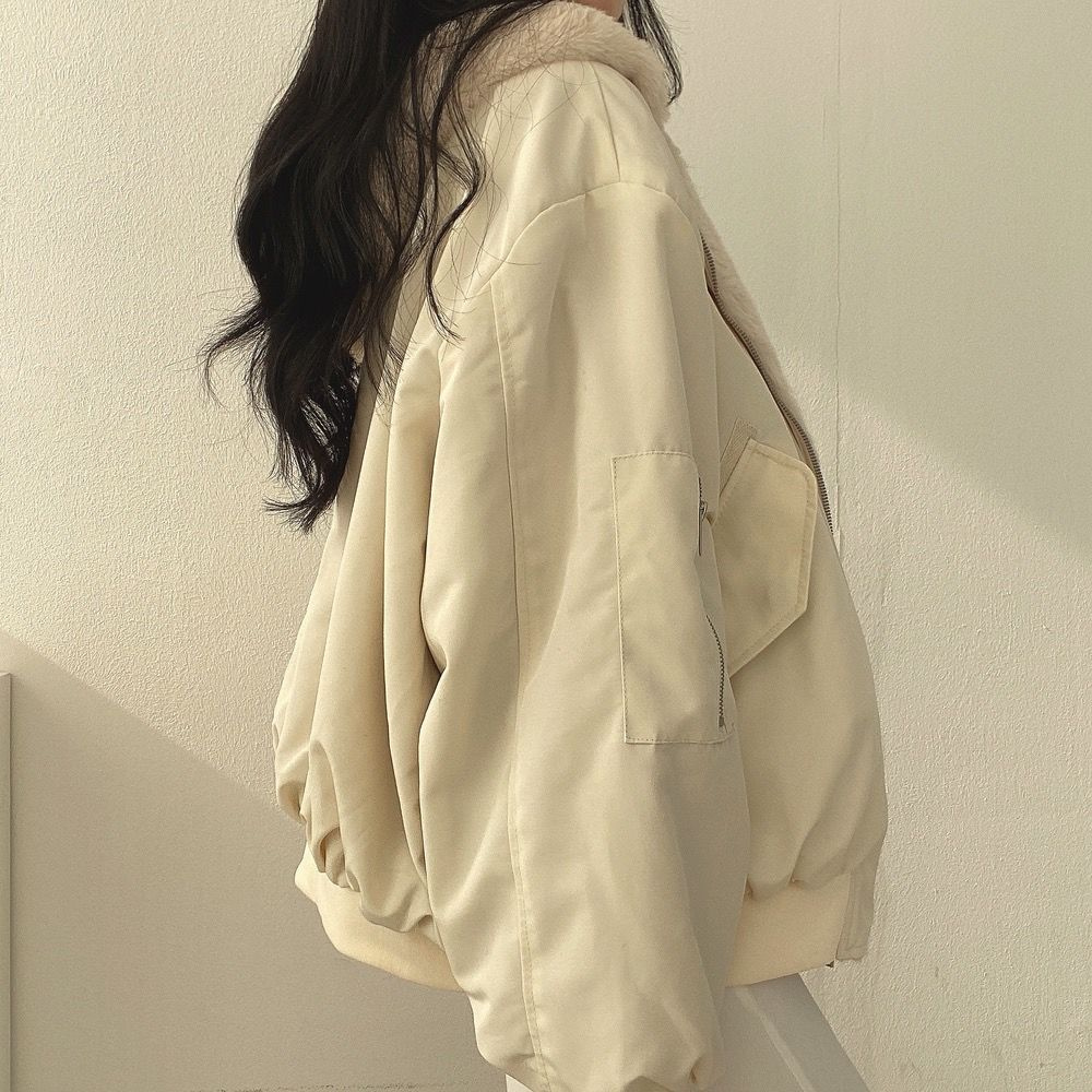 Women's Premium Fleece Lined Reversible Bomber Jacket Lightweight Winter
