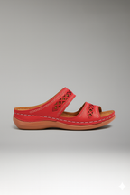 Jacklyn | Women’s Slide Sandals with Dual Straps and Decorative Cutouts