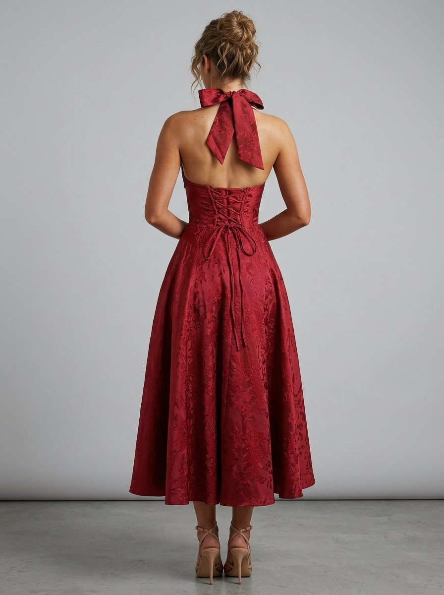Women's Formal Dress Halter Neck Corset A-Line | Midi